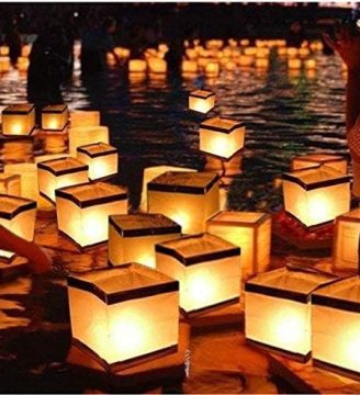 20 Pack Square Chinese Lanterns Wishing, Praying, Floating, River Paper Candle Light, Floating Lanterns for Lake or River, Floating Water Lanterns, Lanterns Floating 5.9"*5.9"*5.9"