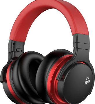 MOVSSOU E7 Active Noise Cancelling Headphones Bluetooth Headphones Wireless Headphones Over Ear with Microphone Deep Bass, Comfortable Protein Earpads, 30 Hours Playtime for Travel/Work, Black